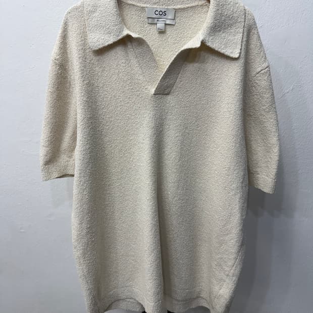 정품) COS 코스 남성 릴렉스핏 카라 니트 반팔 S