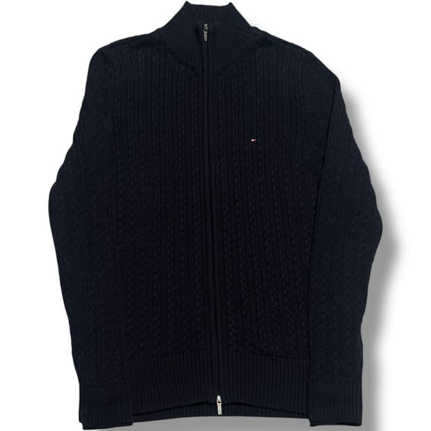 Tommy Hilfiger 네이비 케이블 니트 집업 가디건