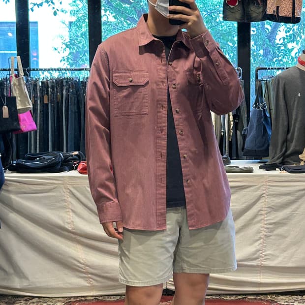 L) Wrangler 랭글러 투포켓 워크웨어 코튼 셔츠 핑크