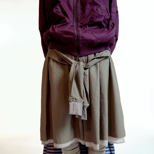 코이세이오 STRAP SHIRRING SKIRT ASH BROWN