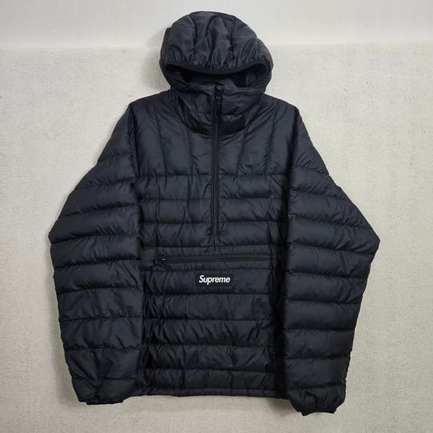 슈프림 마이크로 다운 하프집 후드 S