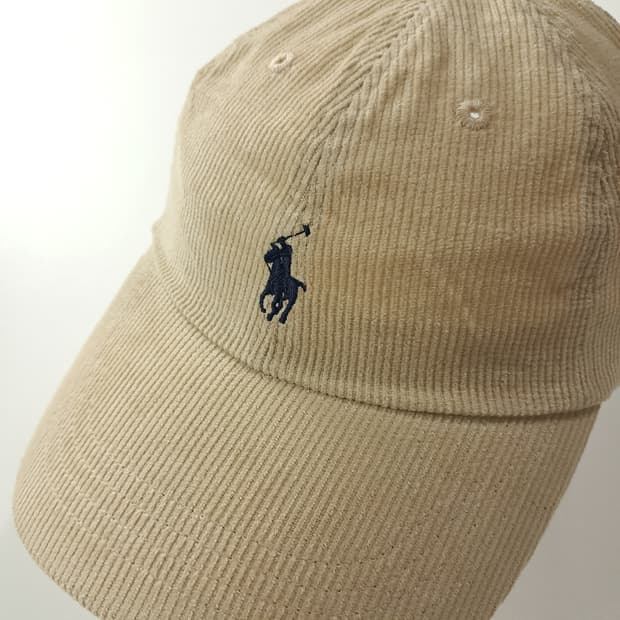 CK422 L 폴로 코듀로이 포니자수 베이지 볼캡 모자