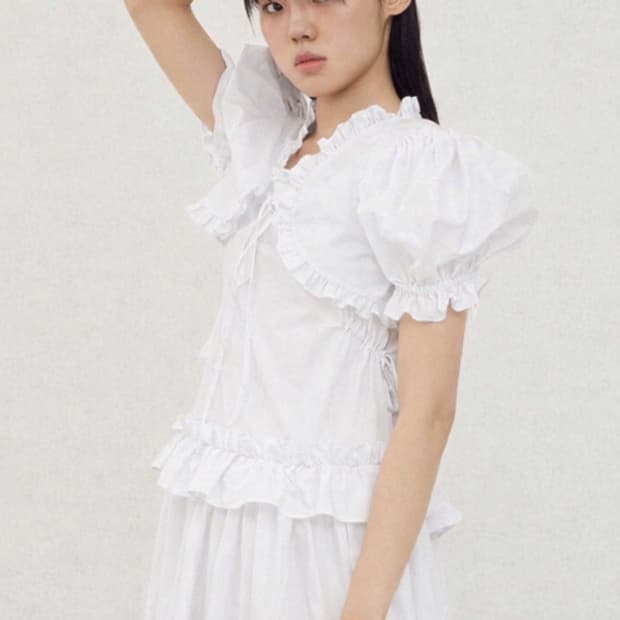 [미착] 플레따 퍼프 볼레로 - 화이트