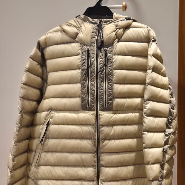 C.P. 컴퍼니 D.D. 쉘 고글 다운 자켓 피스타치오 쉘 베이지