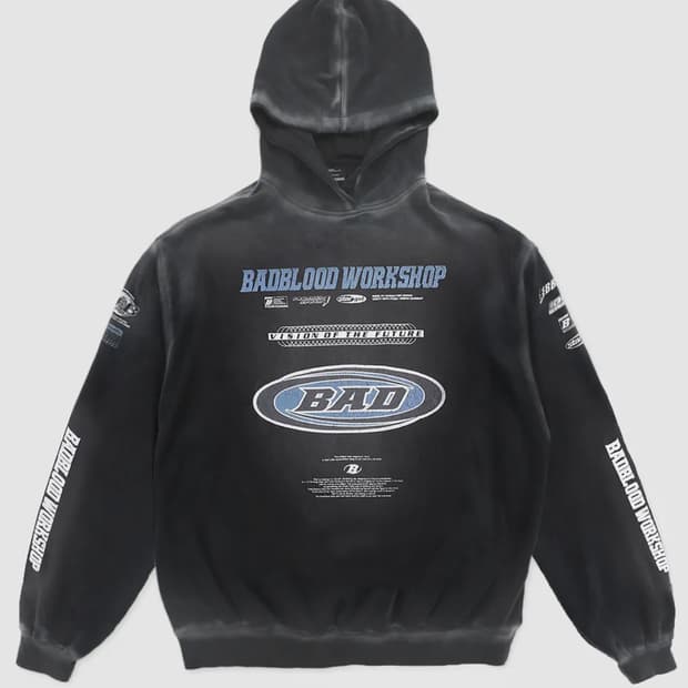 배드블러드 F2 올드이펙트 후드 - 블랙/블루 L