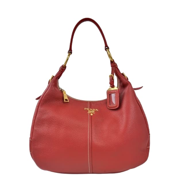 정품 프라다 비텔로 다이노 레드 호보백