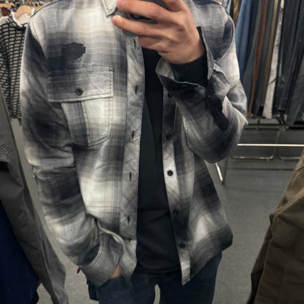 M)할리데이비슨 빈티지 자수 포인트 체크 긴팔셔츠