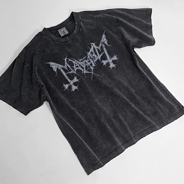 Mayhem 웨스턴 리벳 밴드 투어 티셔츠 (dark gray)