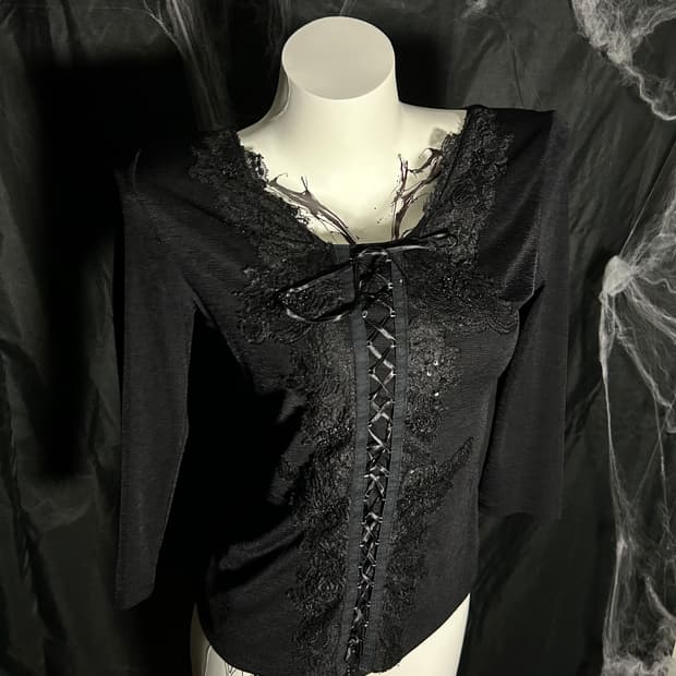black lace fairy eyelet sleeve