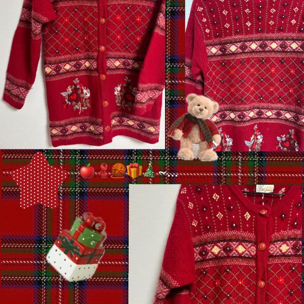 빈티지 꽃 자수 노르딕 니트 가디건 모리걸 히피 하구미