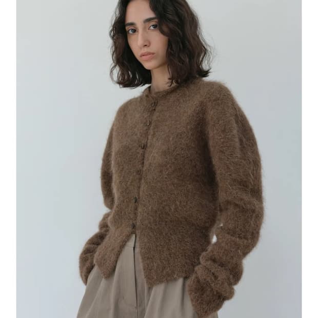 (구매) 모이아 moia 모크넥 가디건 브라운
