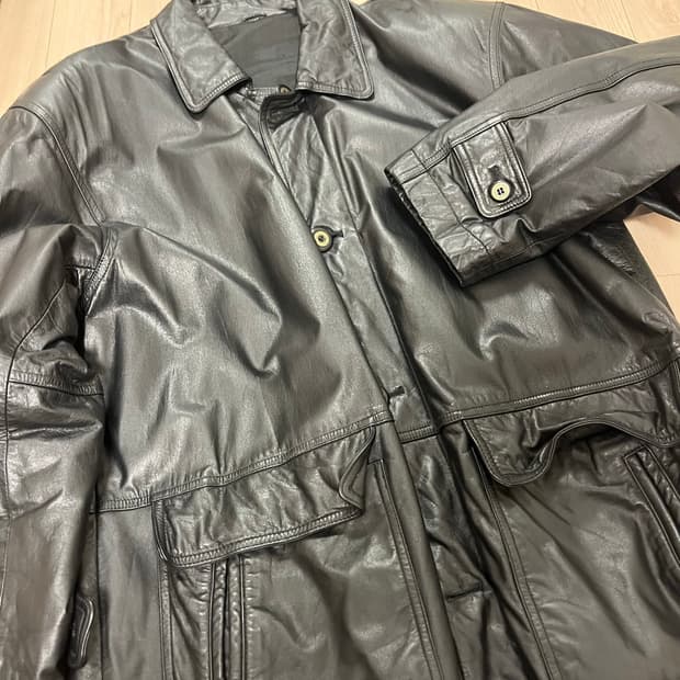 (여름 가격, L) Vintage Leather Car Coat