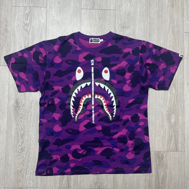 BAPE “WGM” 1st Camo Shark Tee (Purple) 