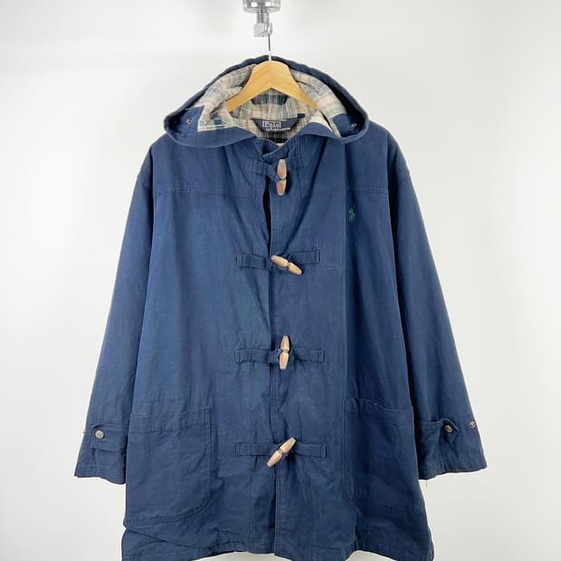 폴로 랄프로렌 네이비 포니로고 코튼 더플 코트.