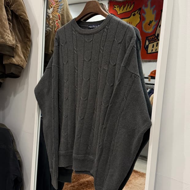 90s Nautica 노티카 케이블 크루넥 니트