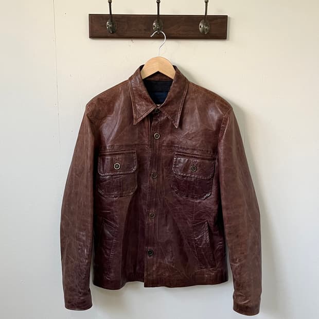 90‘s MARCO 에이징 베라 펠레 레더 자켓