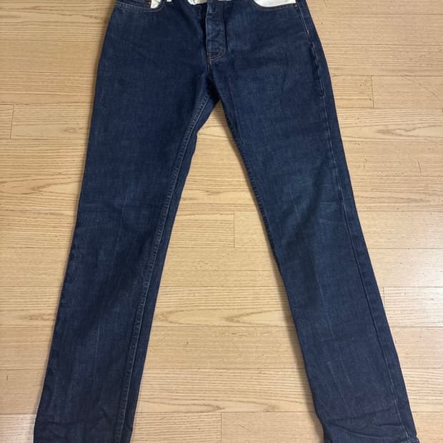 마틴 마르지엘라 배색 백스티치 데님 팬츠