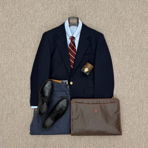 CHAPS Ralph Lauren 금장 네이비 블레이저