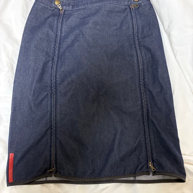 프라다스포츠 미디 데님 스커트