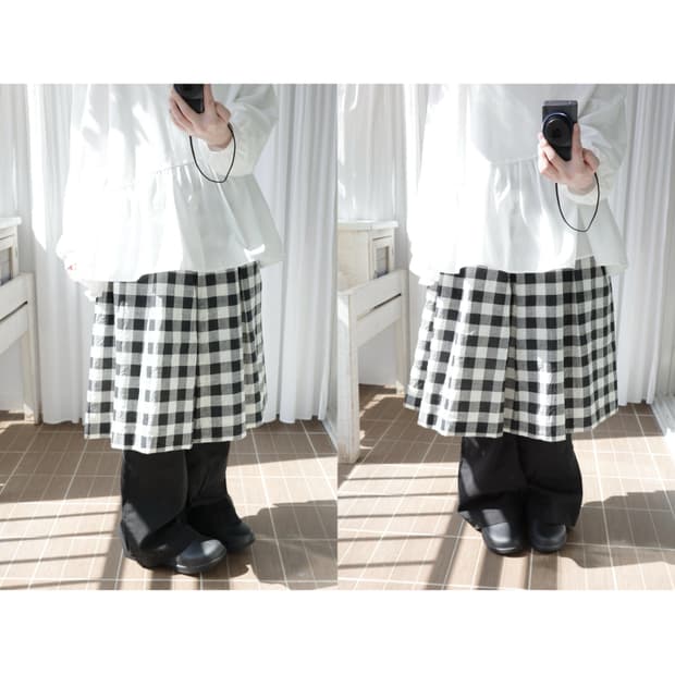 Check pintuck skirt
