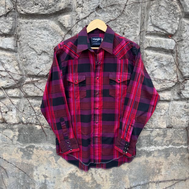 90s 랭글러 빈티지 카우보이컷 체크 웨스턴 셔츠 