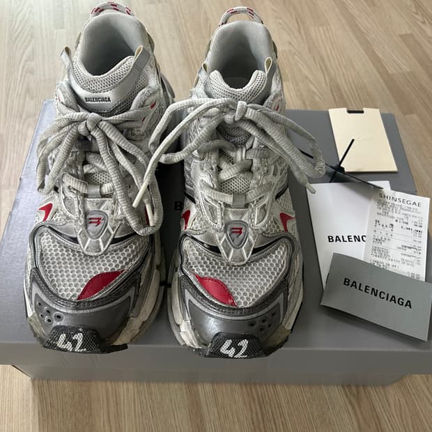 [42] 발렌시아가 러너 2.0 스니커즈 화이트 그레이 레드