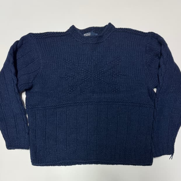 희귀!! 폴로 랄프로렌 90s 핸드 니트 스웨터 XL 네이비