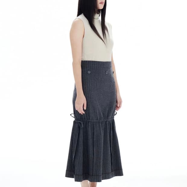 할로미늄 MULTIWAY STRIPED SKIRT GRAY