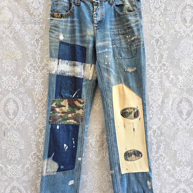 본즈 앤 피스 카모패치워크 데님