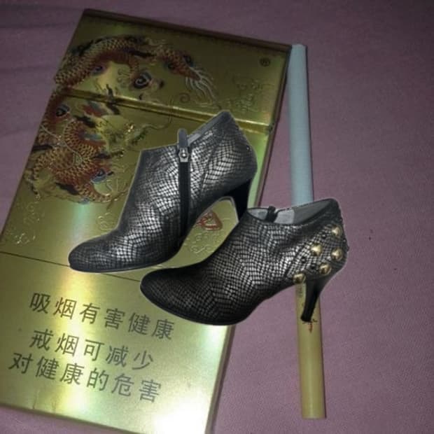 빈티지 오리엔탈 락시크 스네이크 패턴 스터드 텐디 구두 앵글부츠 235