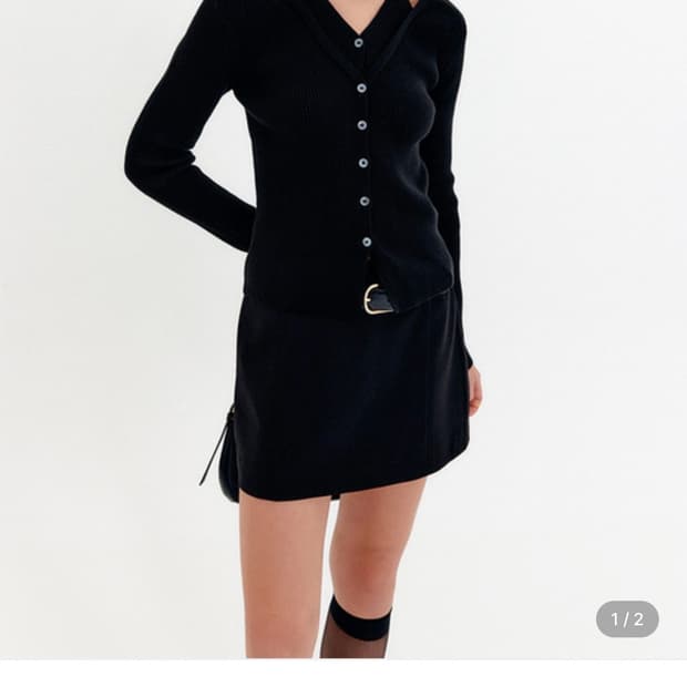 룩캐스트 카린 컷아웃 가디건 블랙(새상품)