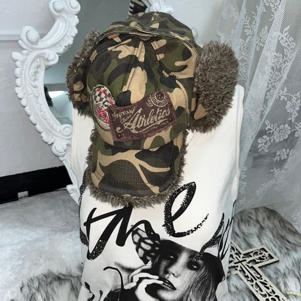 Y2K 밀리터리 퍼 캡