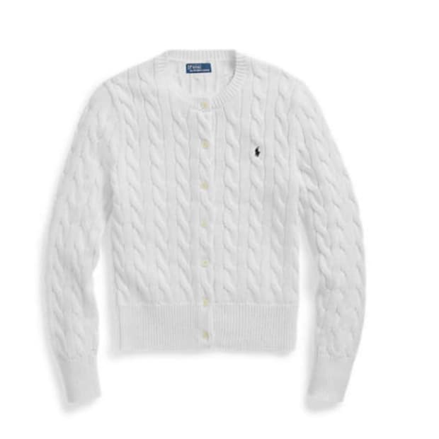 폴로 랄프로렌 케이블 니트 가디건 화이트 s사이즈
