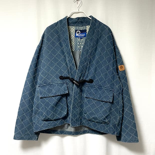 펜필드 남녀공용 오버핏 오리엔탈 자카드 패턴 데님 로브 자켓 M _ 중청