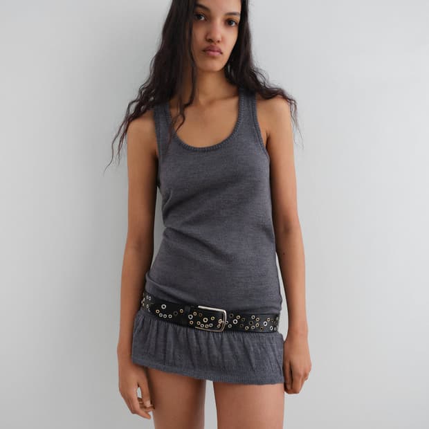 [XS]기마구아스 Fille 러플 니트 나시 원피스/그레이