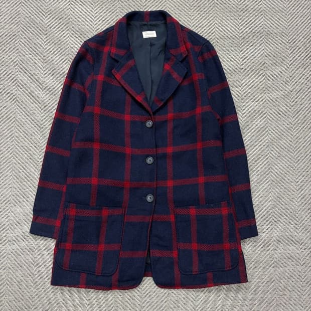 베네통 울블렌드 체크코트 v1957