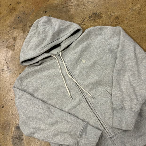 폴로 그레이 스몰로고 후드집업