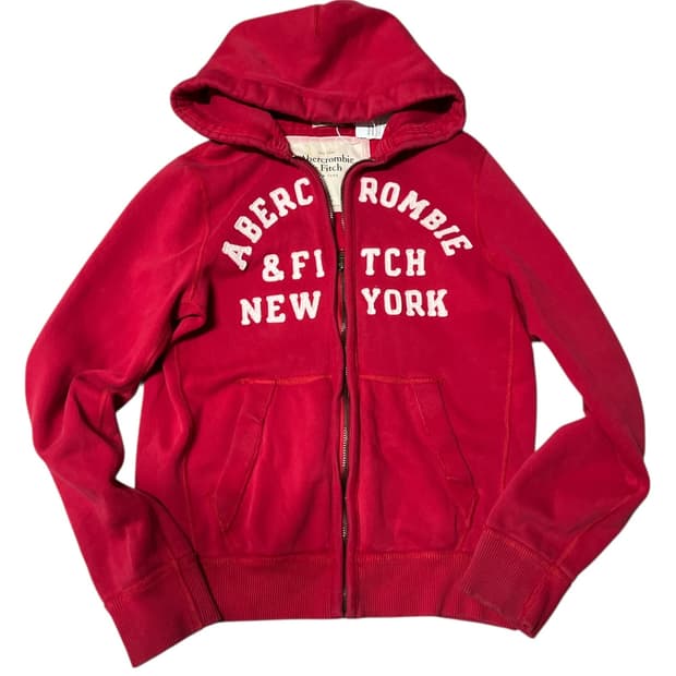 아베크롬비 아치로고 레드 후드 집업 