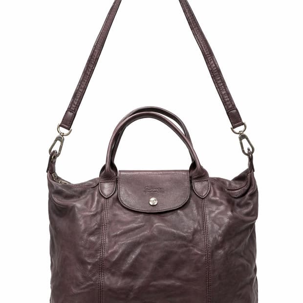 롱샴 르 플리아쥬 가죽 숄더백 (퍼플)