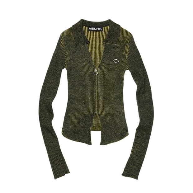 [S] 미스치프 니티드 투톤 셔츠 블랙 옐로우