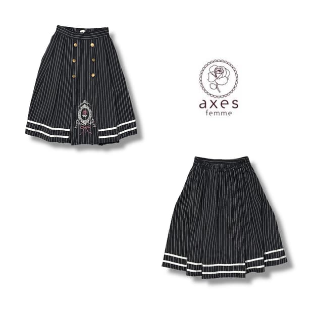  엑시즈팜 자수 스트라이프 더블스커트 y12391