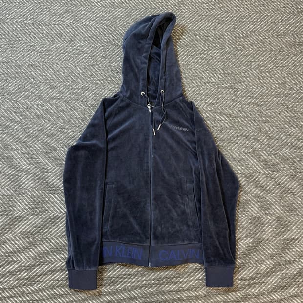 캘빈클라인 벨벳 후드집업 네이비 S