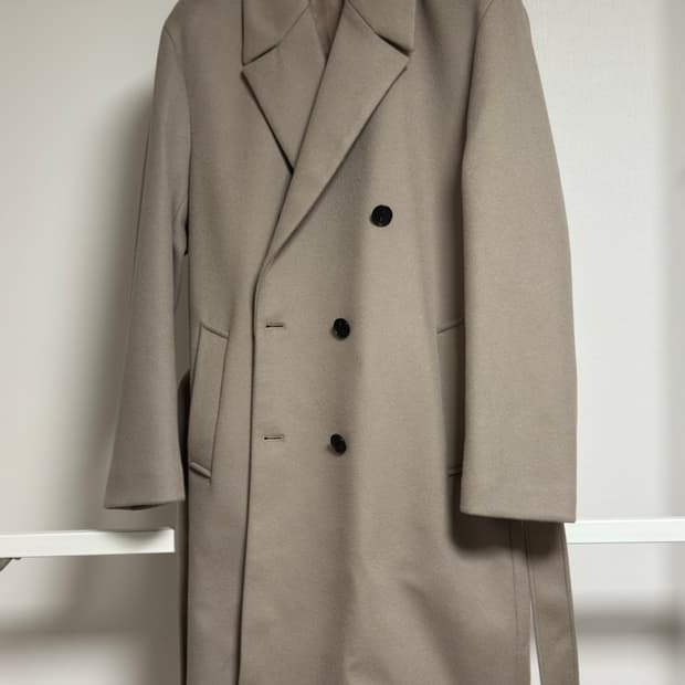 드로우핏 프리미어 퓨어 캐시미어 로브 더블코트 베이지 L