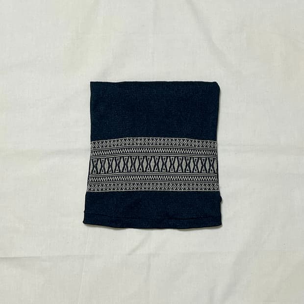 Folk Pattern Ribbed Half-neck Knit