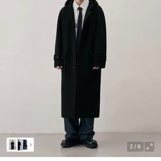 (새상품)(L) 드로우핏 오버사이즈 울 후드 코트 [BLACK] 판매