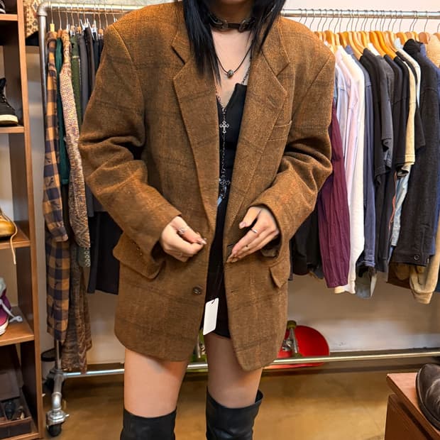 Galerie de la Vaque 노치드 라펠 윈도우페인 자켓 일본생산