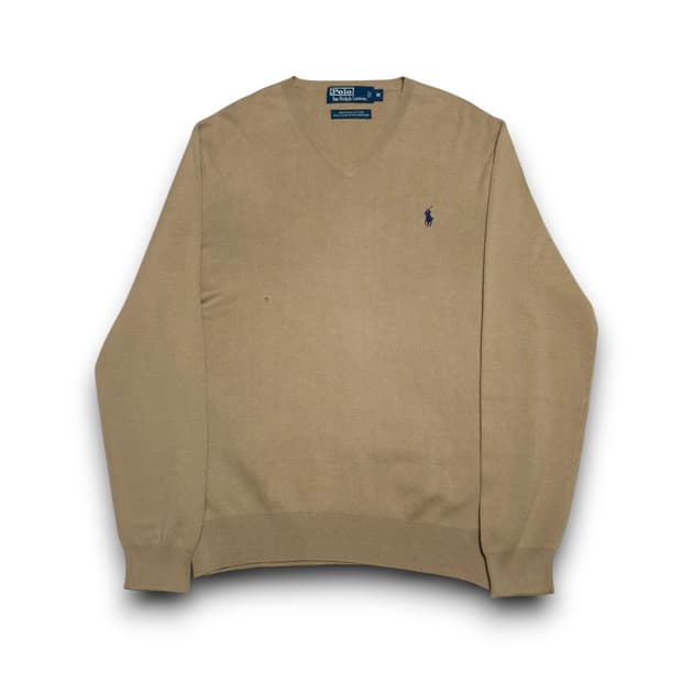 Polo Ralph Lauren 피마코튼 베이지 브이넥 니트