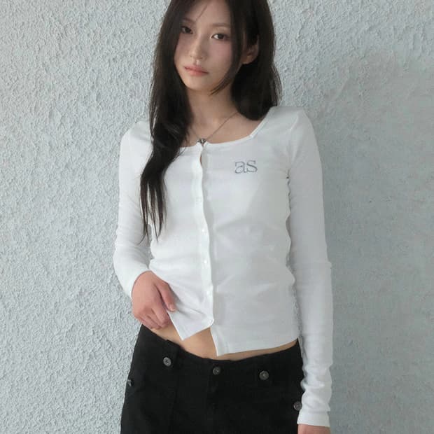 애즈온 시실리 버튼 가디건 화이트