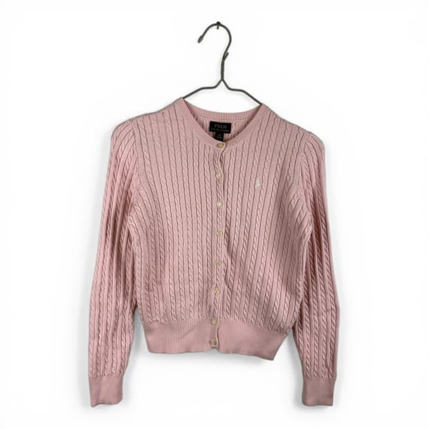 (무료배송)L) 폴로랄프로렌 신형 키즈/우먼스 케이블 가디건 핑크