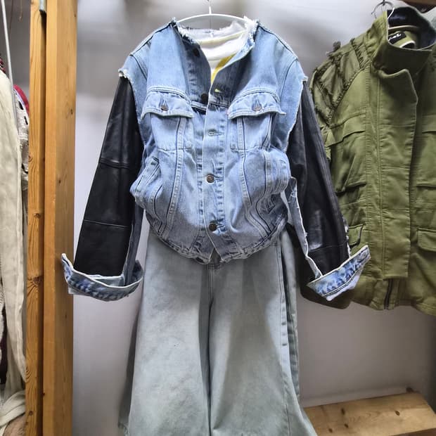 리바이스 가죽트리밍 데님 자켓